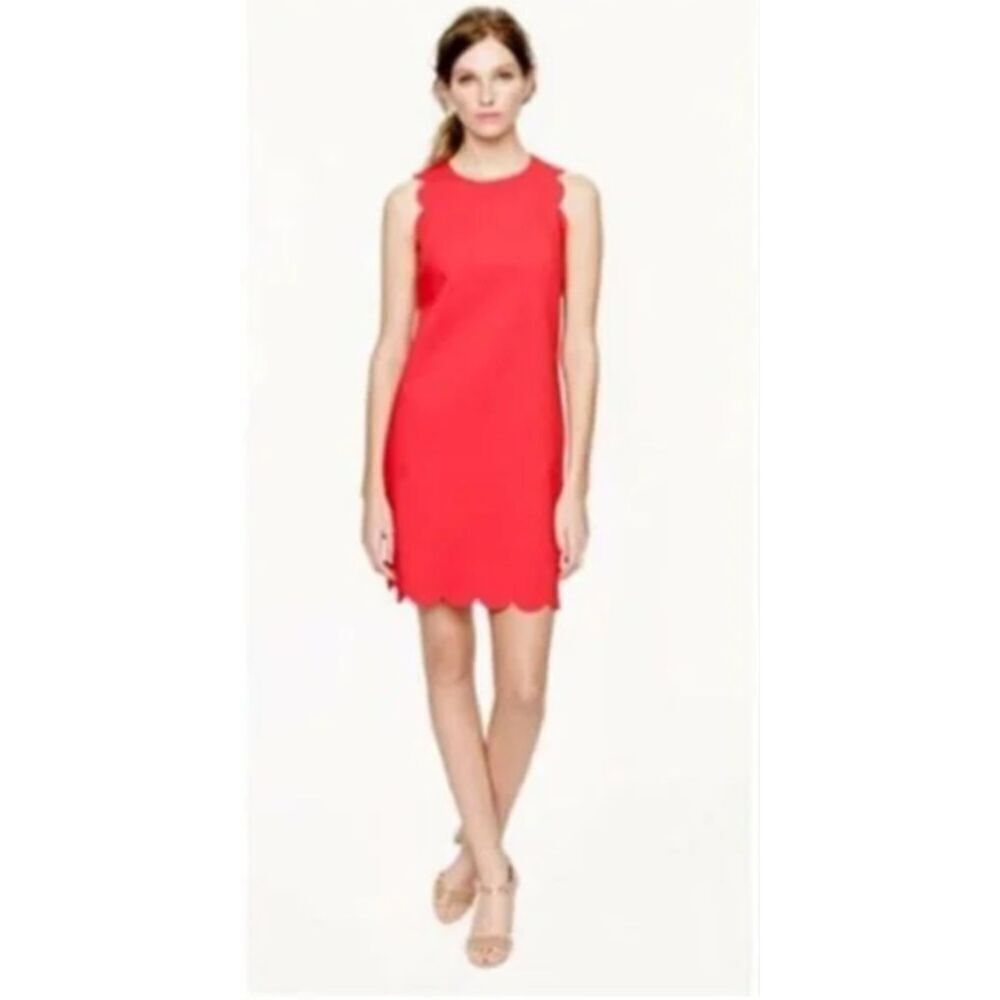 J Crew Salmon Coral Scallop Hem Sleeveless Mini Dress, 12